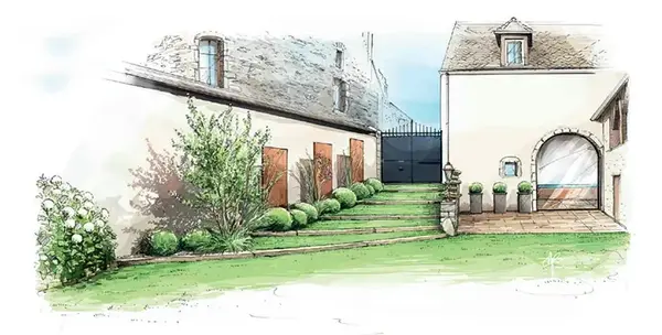 Dessin jardin entree